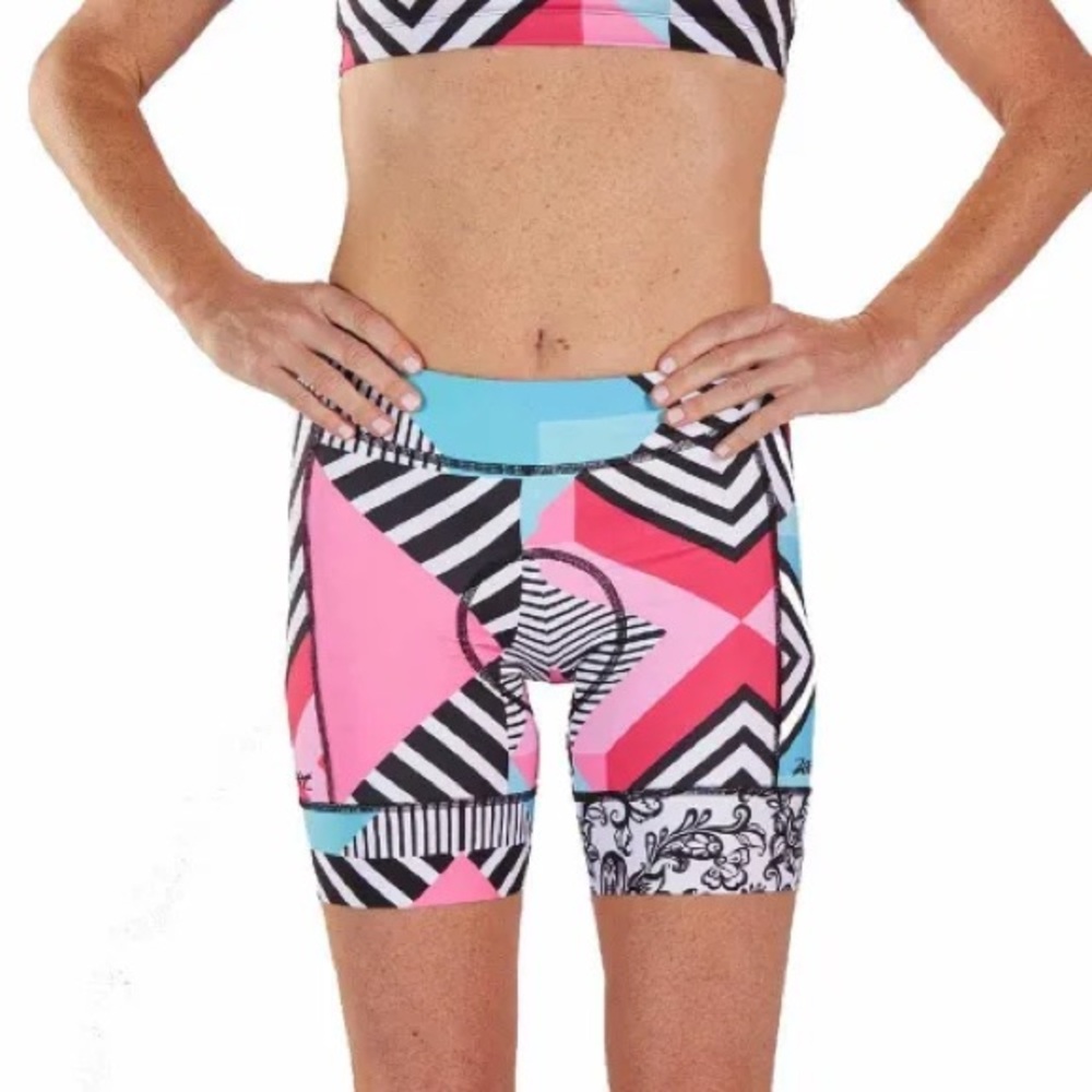 Zoot Pink Blue Black Geometric Bike Shorts